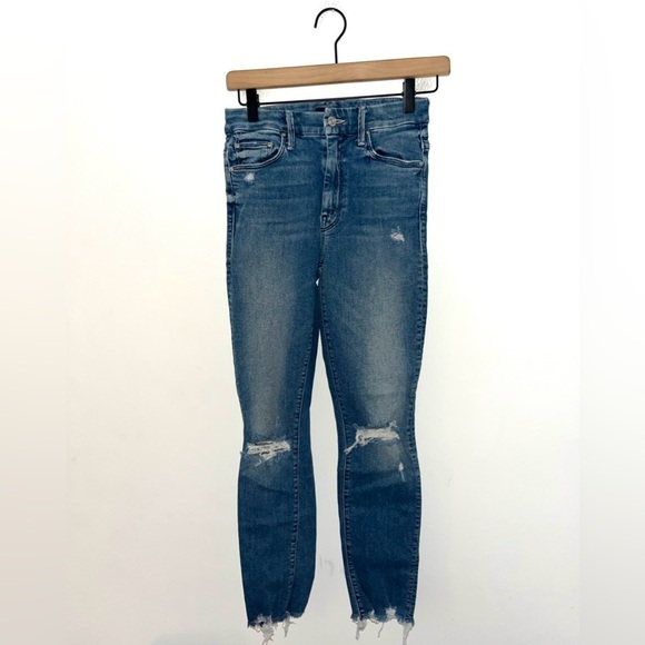 MOTHER High Waisted Looker Ankle Chew Rainbow Jeans in Learning To Hula Size 24 - Picture 11 of 14